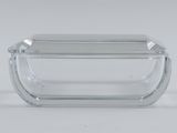 an image of a clear glass container on a white surface