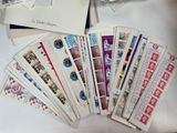 many different types of stamps on a table