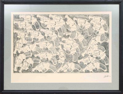 an image of a drawing of a bunch of objects in a black frame