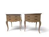 pair of antique french style bedside tables with marble top