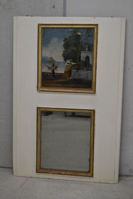Trumeau de boiserie surmonté d'une huile sur toile à décor d…