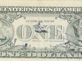 the front of a one dollar bill with a picture of an eagle on it
