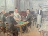painting of a group of men sitting around a table playing cards