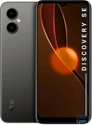 vue arrière et latérale d'un smartphone noir arborant le logo « Discovery S5 »