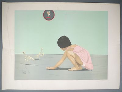 Jacques DETRAIT (né en 1948) Fillette et squelettes d'oiseau…