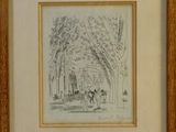 framed picture of a drawing of a horse drawn by a man