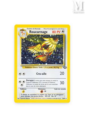 a close up of a pokemon card with a bird on it