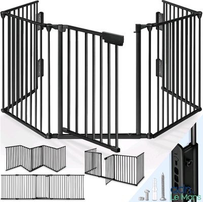 a close up of a baby gate with a remote control