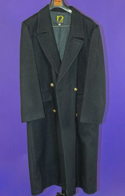 NOMINOE Manteau long en laine bleu marine, 4 boutons en méta…