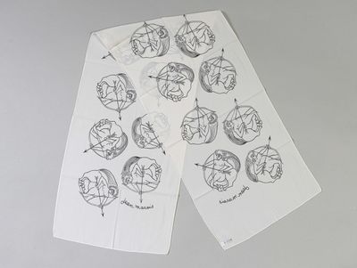 a pair of papers with drawings on them on a table