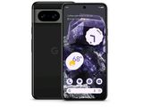 un gros plan d'un téléphone Google Pixel noir sur fond blanc