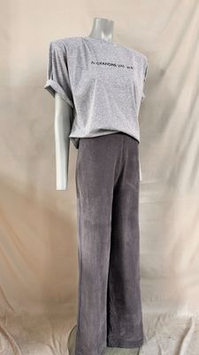 the mannequin is wearing a gray t - shirt and grey pants