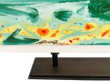 a picture of a painting on a stand on a white background