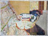 une peinture représentant une femme allongée sur un lit