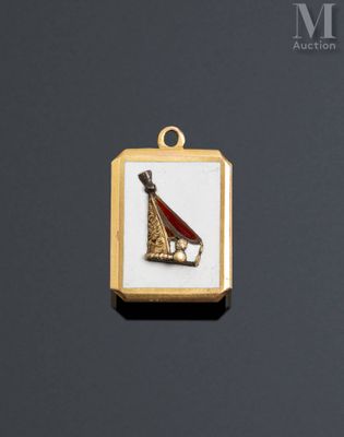 a gold plated pendant with a picture of a baseball bat and ball