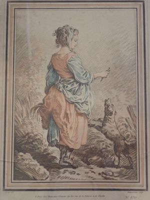 Jean-Baptiste HUET, d'après. "La jeune fille et le chien".