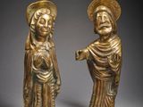 paire de figurines en bronze représentant un saint et saint Jean
