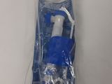 a plastic bag with a blue and white object inside of it