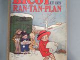 an old children ' s book about a boy and his family playing in the snow