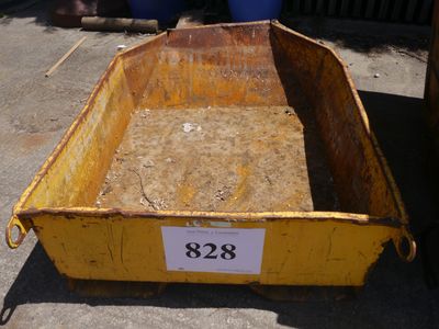 a yellow dump truck with a number on the side