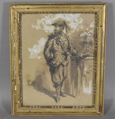 une vieille photo d'un homme avec un chapeau et une canne