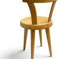 an image of a wooden chair with a bent back on a white background