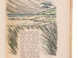 an open book with a drawing of a boat in the water