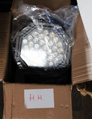 a cardboard box with a bunch of lights inside of it