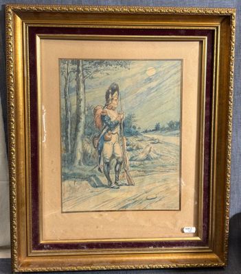 Charles Meyer (1881-1956), "Soldat", aquarelle, signée en ba…