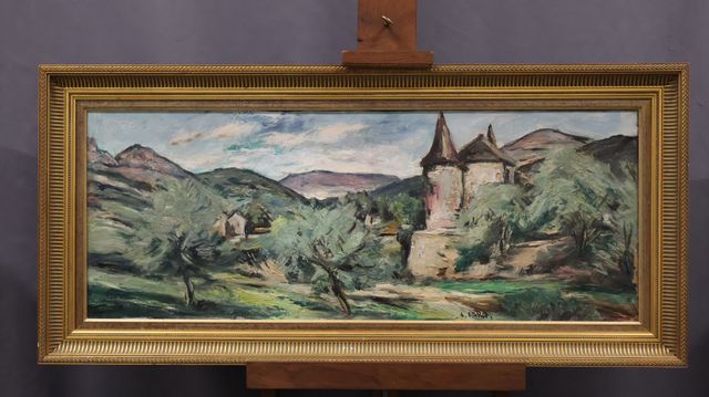 Anders OSTERLIND (1887-1960) « Paysage manoir ». Huile sur toile....