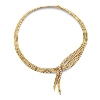 a gold and diamond necklace, by cartier