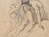 une image représentant un dessin d'un homme et d'une femme assis sur un lit