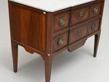 an image of a marble top chest of drawers on wooden legs