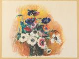 une peinture de fleurs dans un vase sur une table