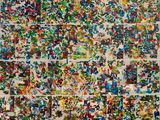 a picture of a wall with many different pictures on it