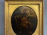 an old picture of a painting of a man on a horse