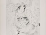 une image représentant le dessin d'une femme tenant un chat