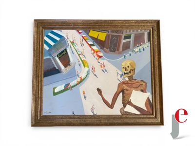 un tableau représentant un squelette accroché à un mur