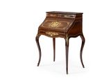 un petit bureau en bois avec un tiroir d'un côté et un autre de l'autre
