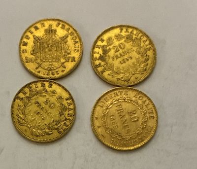 four gold sovereigns from the british empire