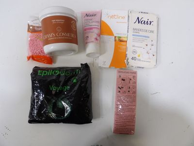 ÉPILATION lot de 7 articles : Bande de cire, cire, crème épi…