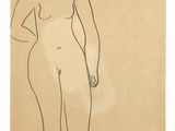 a drawing of a woman standing with her hands on her hips