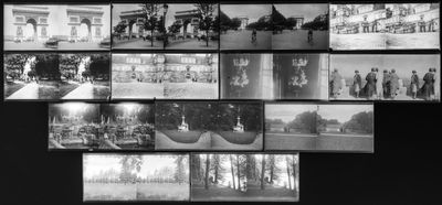 Ensemble de treize plaques diapositives représentant des mon…