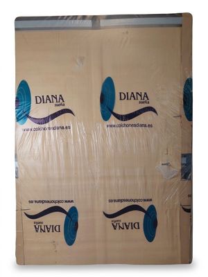 three rolls of toilet paper are wrapped in plastic and ready to be shipped