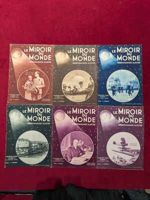 six tomes de *Miroir de monde* reliés en toile rouge