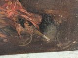 a picture of a painting of a woman and a dog