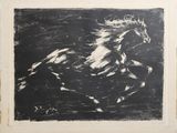 une image représentant un dessin en noir et blanc d'un cheval au galop