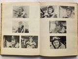 an open book with a bunch of pictures of men and women