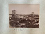 photograph of a view of the brooklyn bridge from the top of the brooklyn bridge