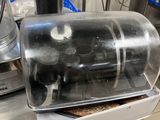 stainless steel counter top with a blender and a blender on top of it
